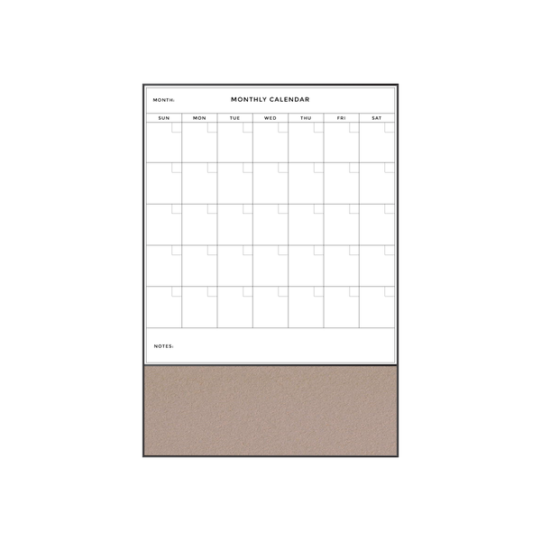 Combination Monthly Calendar | Brown Rice FORBO | Ebony Aluminum Minimalist Frame Portrait