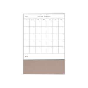 Combination Monthly Calendar | Brown Rice FORBO | Satin Aluminum Minimalist Frame Portrait