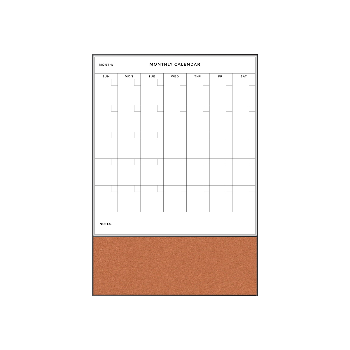 Combination Monthly Calendar | Cinnamon Bark FORBO | Ebony Aluminum Minimalist Frame Portrait