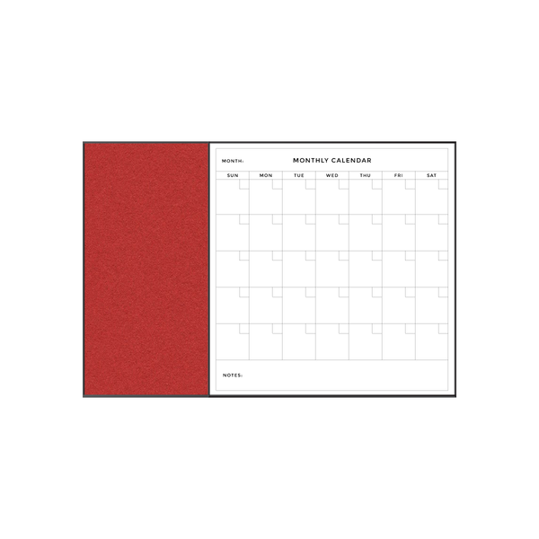 Combination Monthly Calendar | Hot Salsa FORBO | Ebony Aluminum Minimalist Frame Landscape