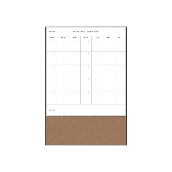 Combination Monthly Calendar | Nutmeg Spice FORBO | Ebony Aluminum Minimalist Frame Portrait