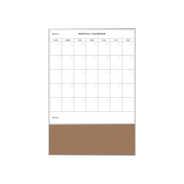 Combination Monthly Calendar | Nutmeg Spice FORBO | Satin Aluminum Minimalist Frame Portrait