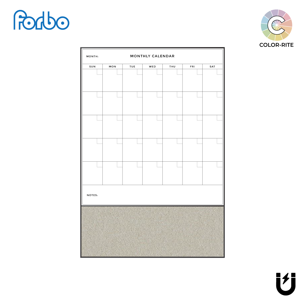 Combination Monthly Calendar | Oyster Shell FORBO | Ebony Aluminum Min ...
