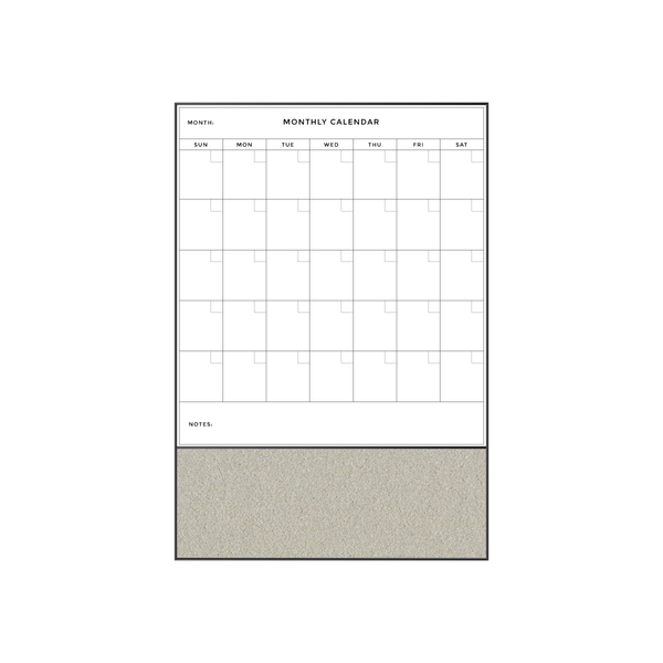 Combination Monthly Calendar | Oyster Shell FORBO | Ebony Aluminum Minimalist Frame Portrait