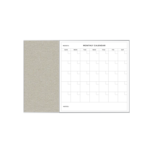 Combination Monthly Calendar | Oyster Shell FORBO | Satin Aluminum Minimalist Frame Landscape