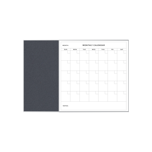 Combination Monthly Calendar | Poppy Seed FORBO | Satin Aluminum Minimalist Frame Landscape