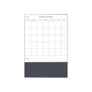 Combination Monthly Calendar | Black Olive FORBO | Satin Aluminum Minimalist Frame Portrait