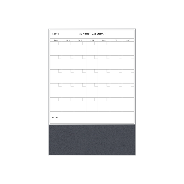 Combination Monthly Calendar | Poppy Seed FORBO | Satin Aluminum Minimalist Frame Portrait