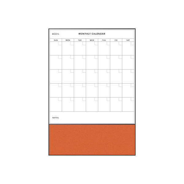 Combination Monthly Calendar | Tangerine Zest FORBO | Ebony Aluminum Minimalist Frame Portrait