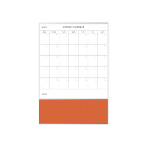 Combination Monthly Calendar | Tangerine Zest FORBO | Satin Aluminum Minimalist Frame Portrait