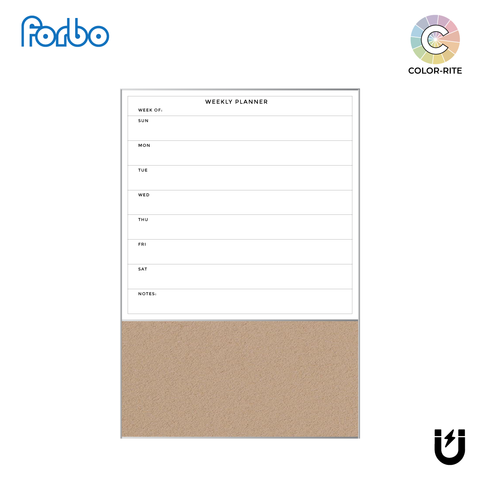 Combination Weekly Planner | Blanched Almond FORBO | Satin Aluminum Minimalist Frame Portrait