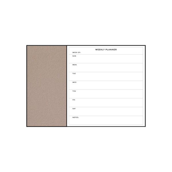 Combination Weekly Planner | Brown Rice FORBO | Ebony Aluminum Minimalist Frame Landscape