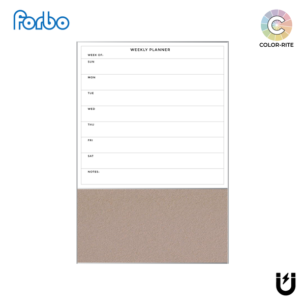 Combination Weekly Planner | Brown Rice FORBO | Satin Aluminum Minimalist Frame Portrait