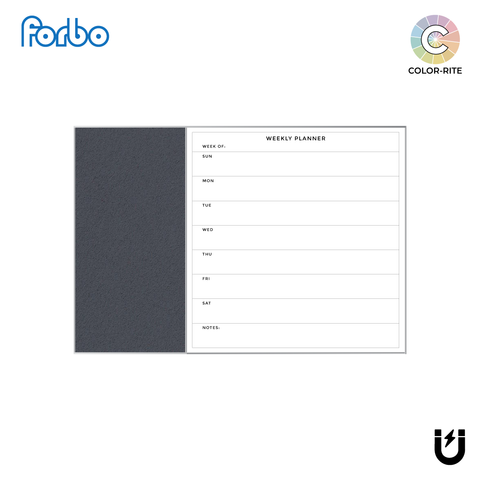 Combination Weekly Planner | Poppy Seed FORBO | Satin Aluminum Minimalist Frame Landscape