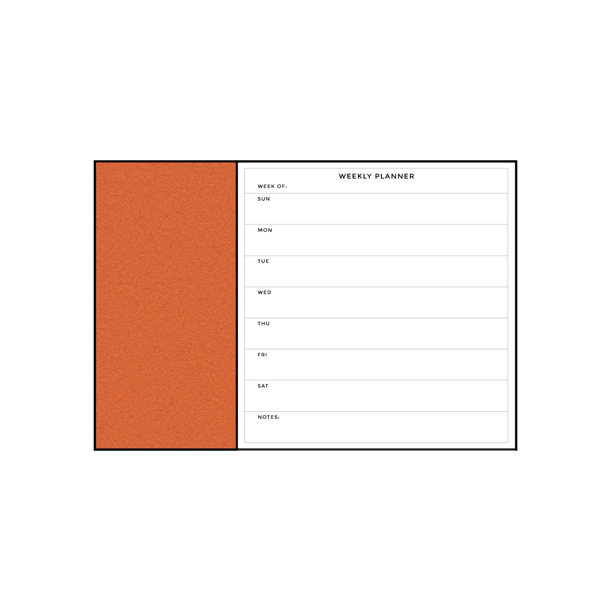 Combination Weekly Planner | Tangerine Zest FORBO | Ebony Aluminum Minimalist Frame Landscape