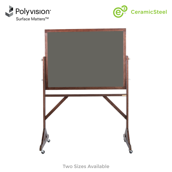 Dark Walnut Wood Frame | Portable Ceramic Steel Chalkboard