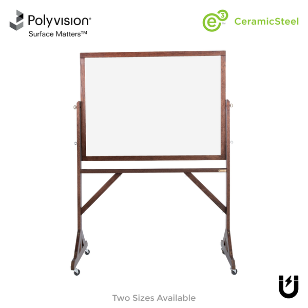 Dark Walnut Wood Frame | Portable Ceramic Steel Whiteboard