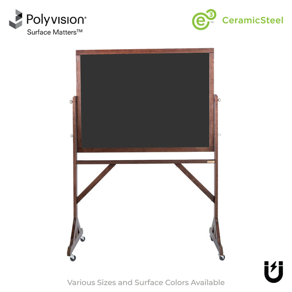 Dark Walnut Wood Frame | Portable Ceramic Steel Chalkboard
