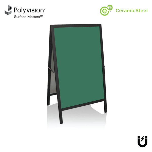 Ebony Aluminum A-Frame | Green Ceramic Steel Chalkboard