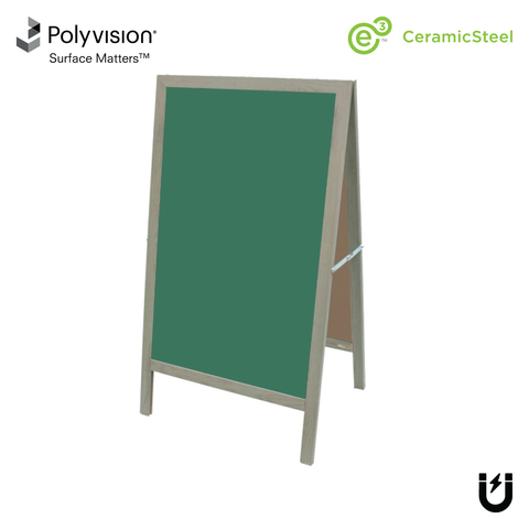 Smoked Gray A-Frame | Green Ceramic Steel Chalkboard