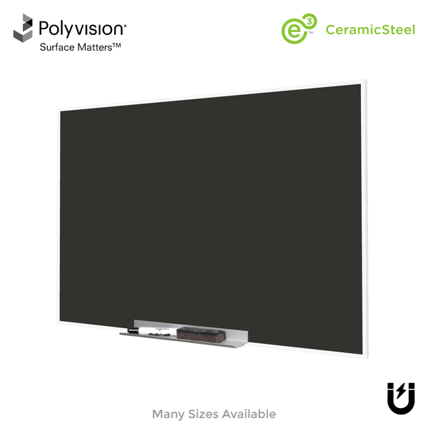 White Minimalist Frame | Landscape Black Ceramic Steel Chalkboard