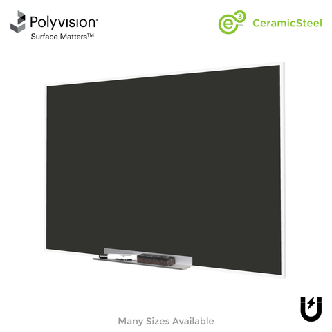 White Minimalist Frame | Landscape Black Ceramic Steel Chalkboard