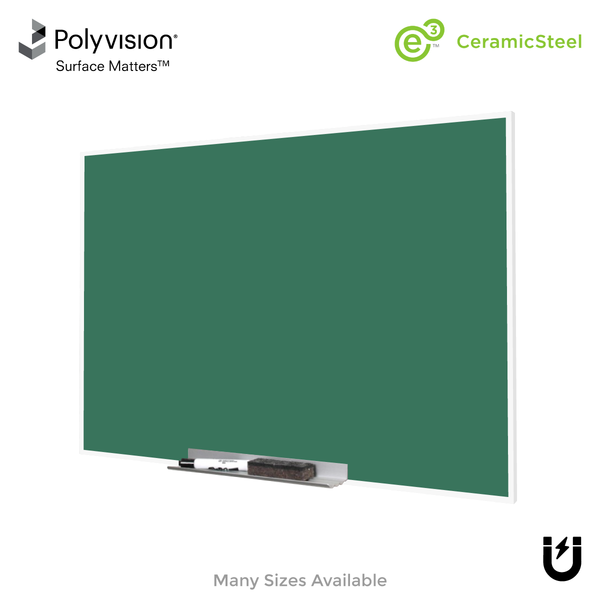 White Minimalist Frame | Landscape Green Ceramic Steel Chalkboard