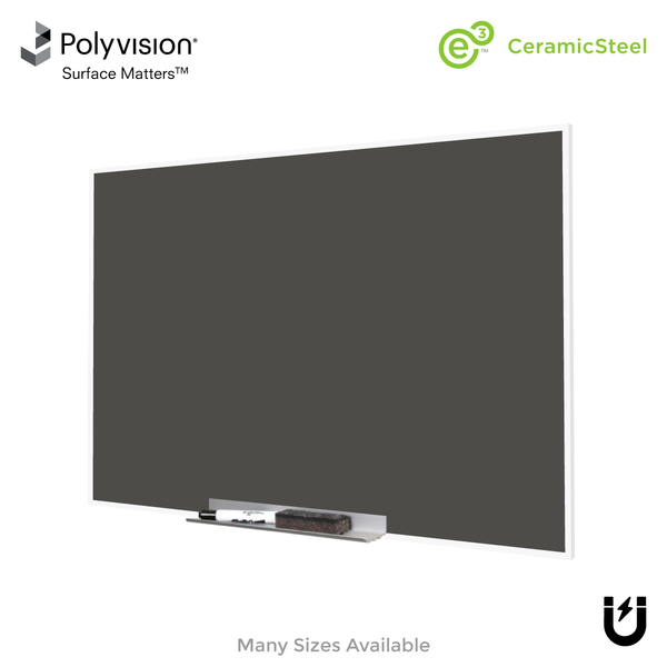 White Minimalist Frame | Landscape Slate Gray Ceramic Steel Chalkboard