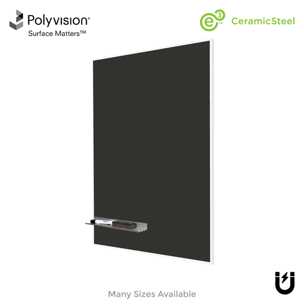 White Minimalist Frame | Portrait Black Ceramic Steel Chalkboard