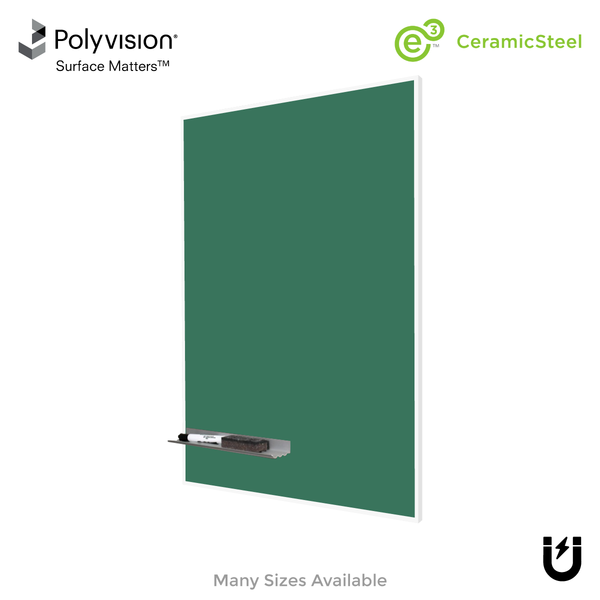 White Minimalist Frame | Portrait Green Ceramic Steel Chalkboard