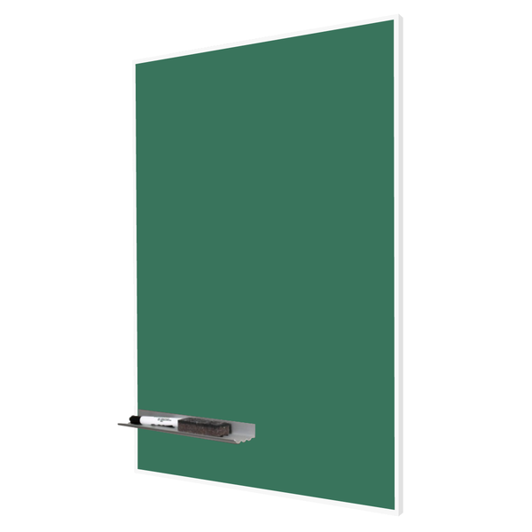 White Minimalist Frame | Portrait Green Ceramic Steel Chalkboard