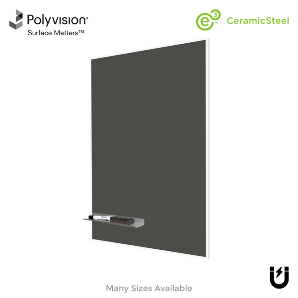 White Minimalist Frame | Portrait Slate Gray Ceramic Steel Chalkboard