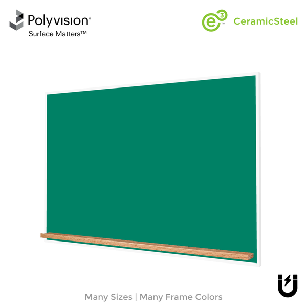 The White Minimalist Wood | Landscape Green Ceramic Steel Chalkboard