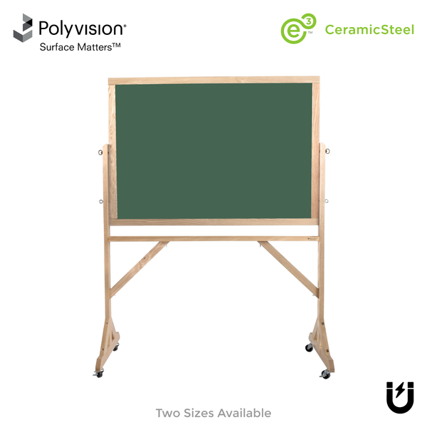 Wood Frame | Portable Ceramic Steel Chalkboard