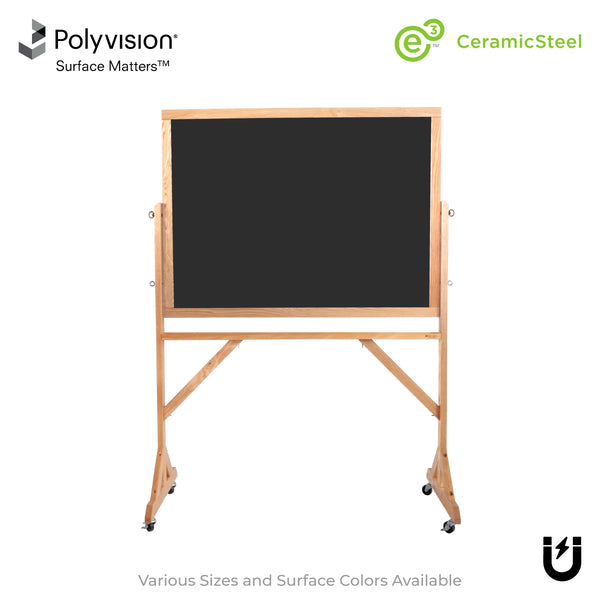 Wood Frame | Portable Ceramic Steel Chalkboard