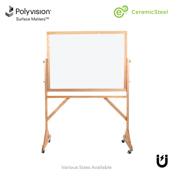 Wood Frame | Portable Ceramic Steel Whiteboard