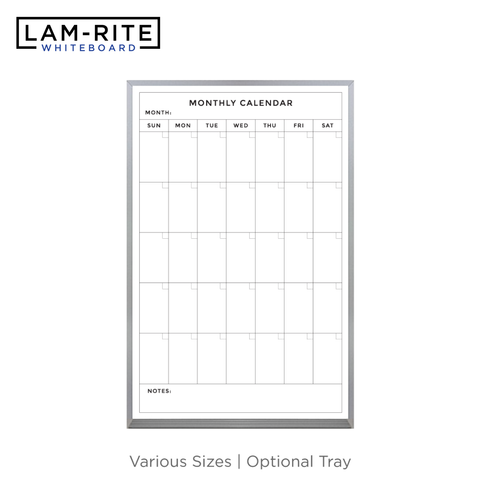Monthly Calendar | Satin Aluminum Frame Portrait Lam-Rite