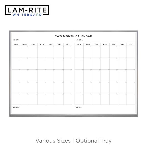 Two Month Calendar | Satin Aluminum Frame Landscape Lam-Rite