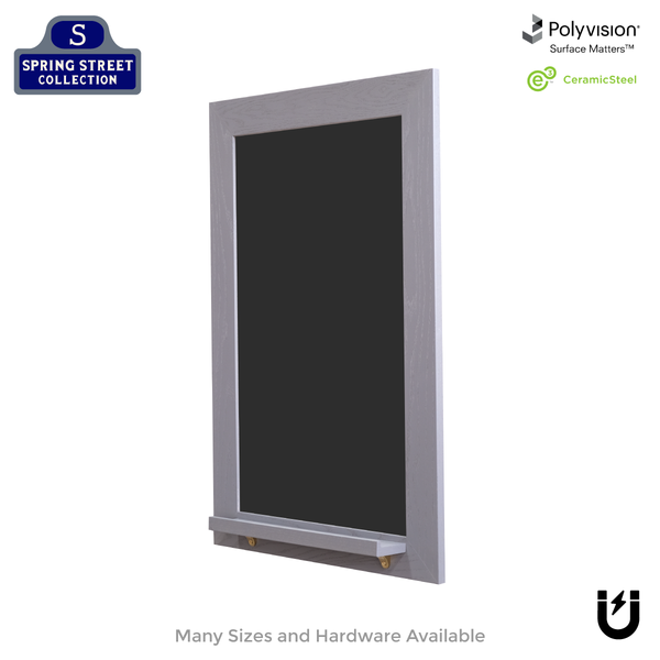 Smoked Gray Wood Frame | Spring Street | Black Ceramic Steel Chalkboard | Tray