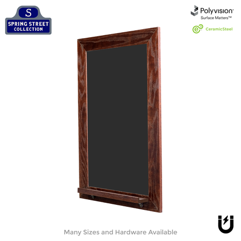 Dark Walnut Wood Frame | Spring Street | Black Ceramic Steel Chalkboard | Tray