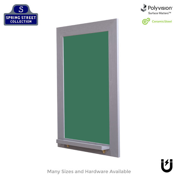 Smoked Gray Wood Frame | Spring Street | Green Ceramic Steel Chalkboard | Tray