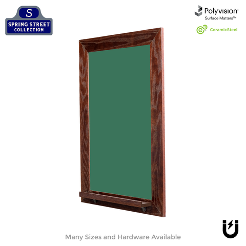 Dark Walnut Wood Frame | Spring Street | Green Ceramic Steel Chalkboard | Tray