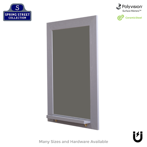 Smoked Gray Wood Frame | Spring Street | Slate Gray Ceramic Steel Chalkboard | Tray