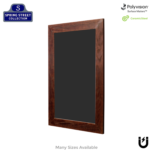 Dark Walnut Wood Frame | Spring Street | Black Ceramic Steel Chalkboard | Without Tray