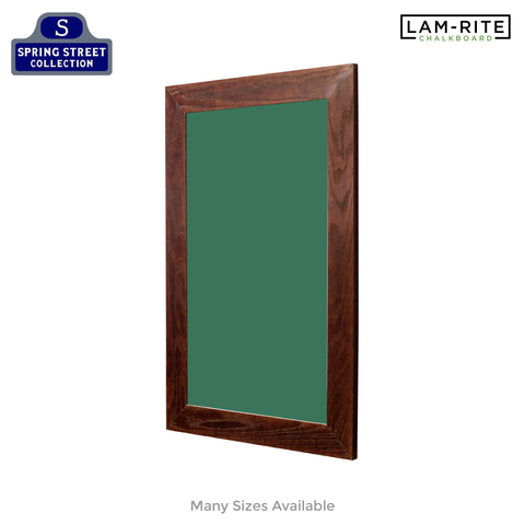 Dark Walnut Wood Frame | Spring Street | Green Lam-Rite Chalkboard | Without Tray