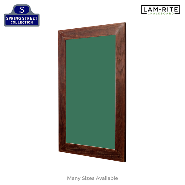 Dark Walnut Wood Frame | Spring Street | Green Lam-Rite Chalkboard | Without Tray