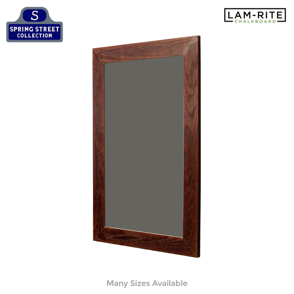 Dark Walnut Wood Frame | Spring Street | Slate Gray Lam-Rite Chalkboard | Without Tray