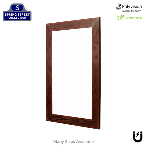 Dark Walnut Wood Frame | Spring Street | Ceramic Steel Whiteboard | Without Tray