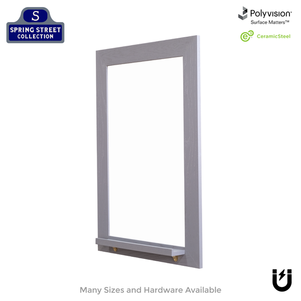 Smoked Gray Wood Frame | Spring Street | Ceramic Steel Whiteboard | Tray