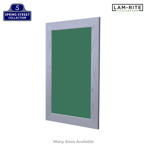 Smoked Gray Wood Frame | Spring Street | Green Lam-Rite Chalkboard | Without Tray